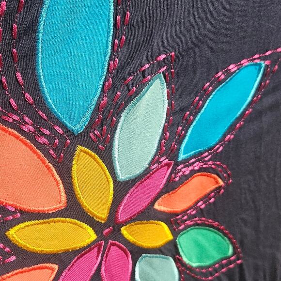 Boden Sienna Multi-colored Embroidered Flower Navy Blue Maxi Dress, sz US 12R - Picture 5 of 7